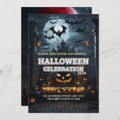 年間ファミリーパンプキンカービングパーティーハロウィーンインビ 招待状 (正面/裏面)