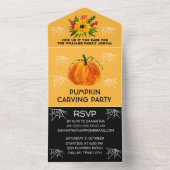 年間ファミリーパンプキンカービングパーティーハロウィーン オールインワン招待状 (内側)