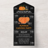 年間ファミリーパンプキンカービングパーティーハロウィーン オールインワン招待状 (内側)