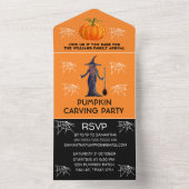年間ファミリーパンプキンカービングパーティーハロウィーン オールインワン招待状 (内側)