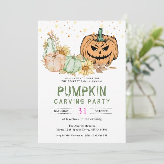 年間ファミリーパンプキンカービングパーティーハロウィーン 招待状 (スタンド正面)