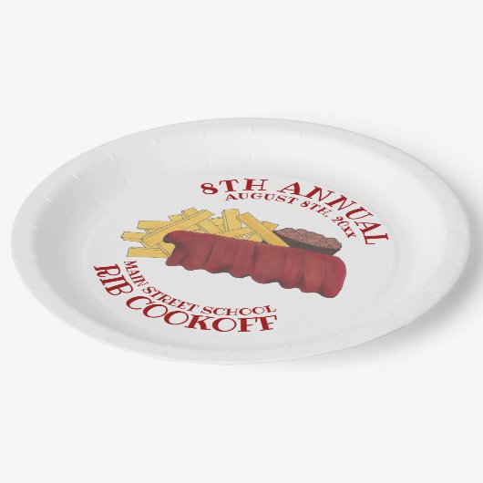 年間リブクックオフBBQスペアリブバーベキューグルメ ペーパープレート (アングル)