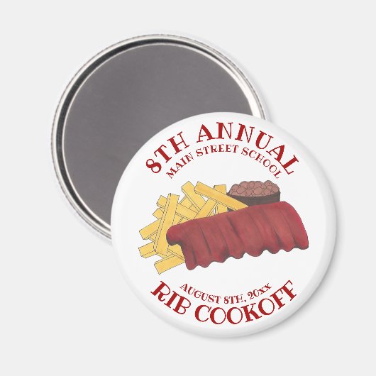 年間リブクックオフBBQスペアリブバーベキューグルメ マグネット (正面/裏面)