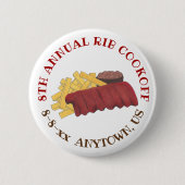 年間リブクックオフBBQスペアリブバーベキューグルメ 缶バッジ (正面)