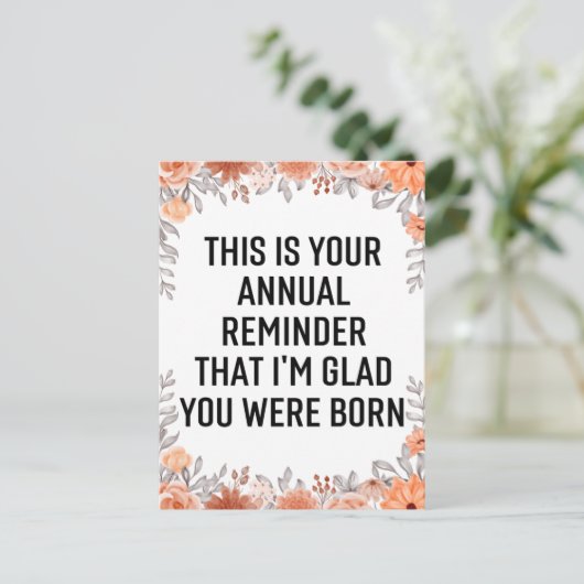 年間リマインダーSnarky誕生日、誕生日引用文C ポストカード (スタンド正面)