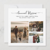 年間レビューのスクリプトファミリーフォトクリスマスグリーン シーズンカード (正面)