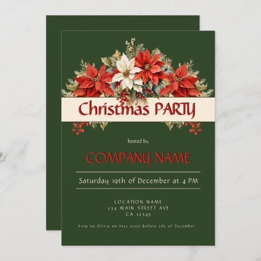 年間企業のパーティー 招待状 (正面/裏面)