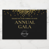 年間企業のGalaロゴブラック金ゴールド紙吹雪 スパークリングワインラベル (シングルラベル)