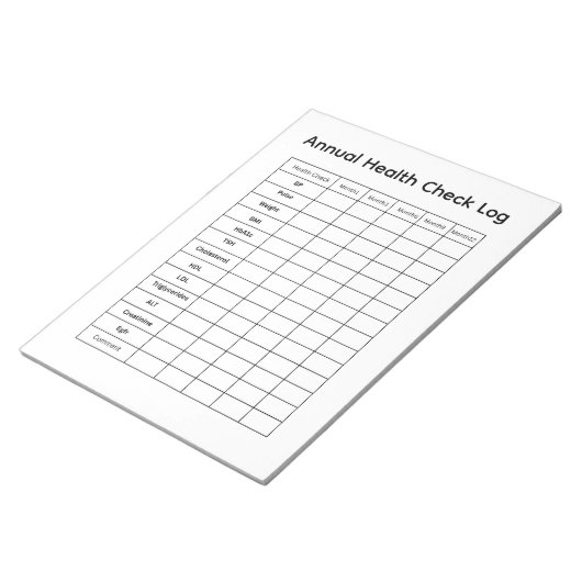 年間健康診断記録 ノートパッド (アングル)