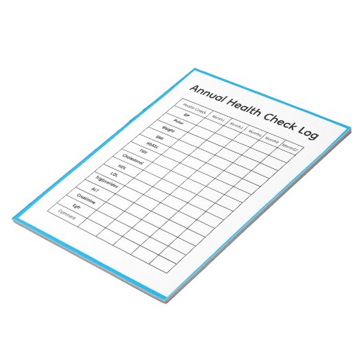 年間健康診断記録 ノートパッド (アングル)