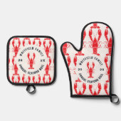 年間家族シーフードボイルクロウフィッシュ調理カスタム 鍋つかみ&鍋敷きセット (正面)