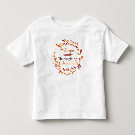 年間家族感謝祭リースかわいいカスタム秋 トドラーTシャツ (正面)