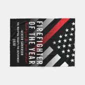 年間従業員の赤線の消防士 フリースブランケット (正面(横))