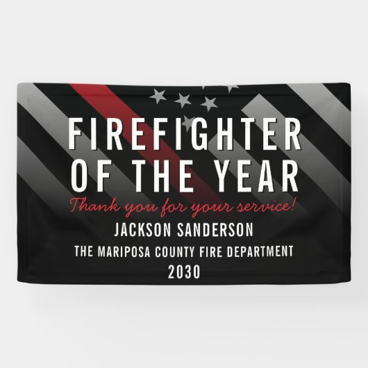 年間従業員の赤線の消防士 横断幕 (横)
