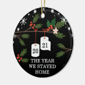 年間我々は家に滞在おもしろいフェスティバルトイレ紙 セラミックオーナメント (左)