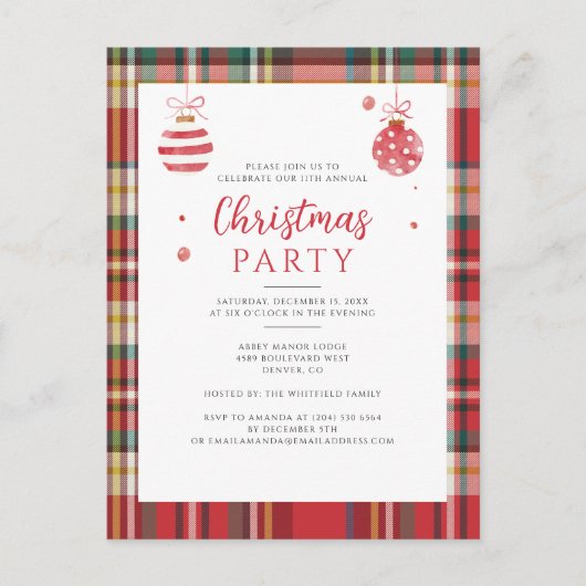 年間素朴のクリ企業のスマスパーティー インビテーションポストカード (正面)