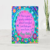 年間誕生日リマインダー美しいフローラおもしろい カード (正面)