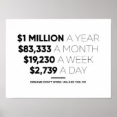 年間100万 |やる気を起こさせる引用文 ポスター (正面)