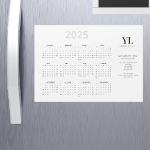 年間2025カレンダビジネスロゴ磁気カード