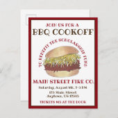 年間BBQポークバーベキューサンドイッチクックオフ調理師 インビテーションポストカード (正面/裏面)