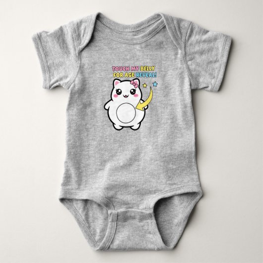 年齢おもしろいがインタラクティブ腹を明かす ベビーボディスーツ (正面)