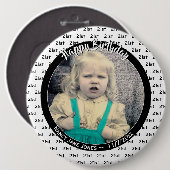 年齢と写真:誕生日番号パターン黒 缶バッジ (正面&裏面)