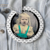 年齢と写真:誕生日番号パターン黒 缶バッジ (インサイチュ)