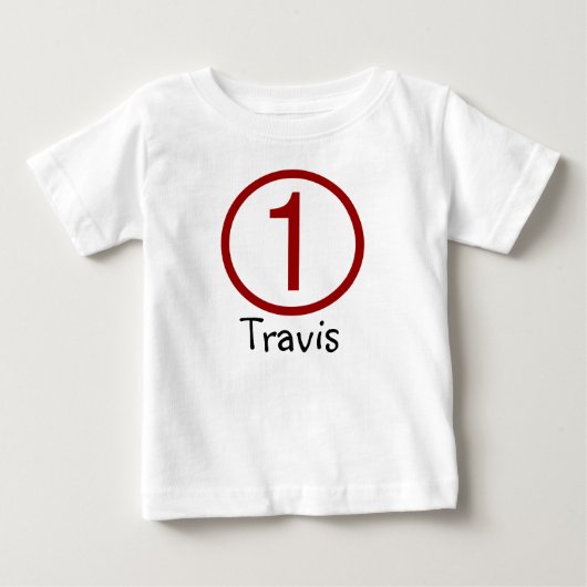 年齢と名前カスタマイズ可能な第1誕生日Tシャツ ベビーTシャツ (正面)