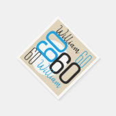 年齢と名前60誕生日ブルーベージュ スタンダードカクテルナプキン (角)