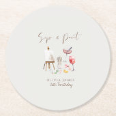 年齢と誕生日を問わ絵を描ない ラウンドペーパーコースター (正面)