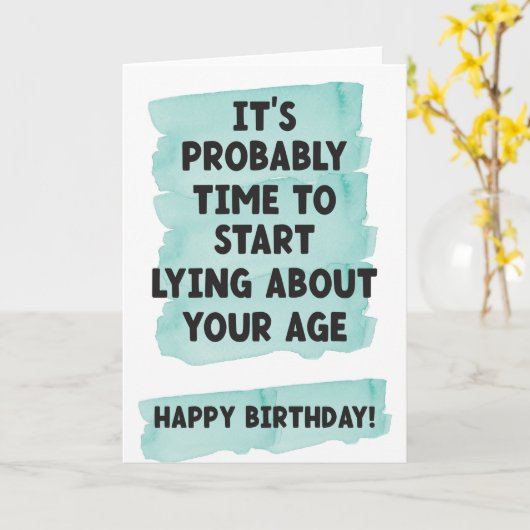 年齢について嘘をつき始める – おもしろい誕生日 カード (黄色い花)