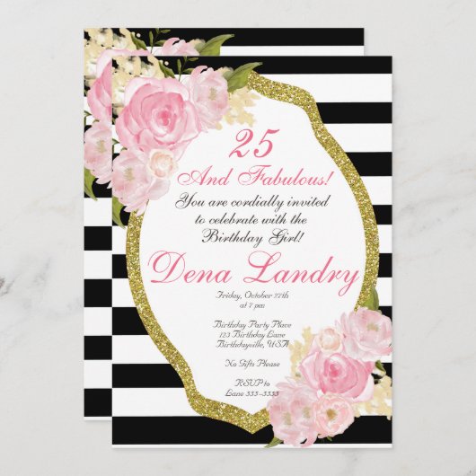 年齢のためのエレガントな誕生日のパーティの招待状 招待状 (正面/裏面)