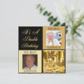 年齢のための二重誕生日のパーティの招待状 招待状 (スタンド正面)