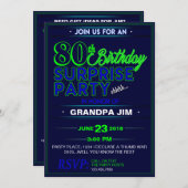 年齢のびっくりパーティの招待- Shhh! 青緑 招待状 (正面/裏面)