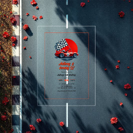 年齢のカスタマイズ可能なレースカー誕生日パーティー アクリル招待状