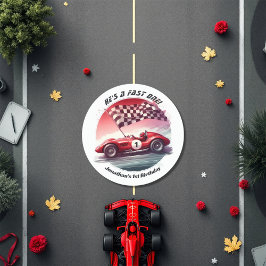 年齢のカスタマイズ可能なレースカー誕生日パーティー ラウンドシール