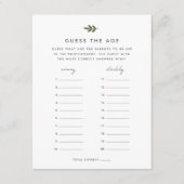 年齢のベビーシャワーゲームを推測する エンクロージャーカード (正面)