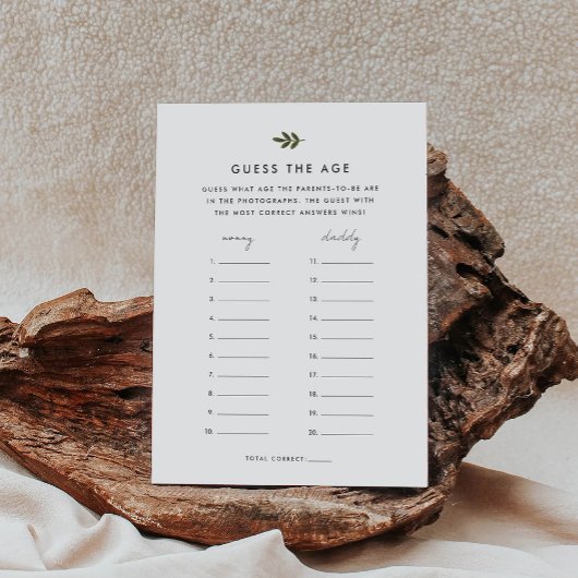 年齢のベビーシャワーゲームを推測する エンクロージャーカード