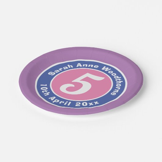 年齢の付いた子供誕生日パーティーお祝い ペーパープレート (アングル)