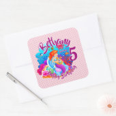 年齢の変更の名前Mermaid誕生日パーティーのパーソナライズ スクエアシール (封筒)