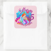 年齢の変更の名前Mermaid誕生日パーティーのパーソナライズ スクエアシール (バッグ)