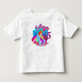 年齢の変更の名前Mermaid誕生日パーティーのパーソナライズ トドラーTシャツ
