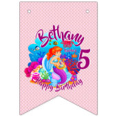 年齢の変更の名前Mermaid誕生日パーティーのパーソナライズ バンティングフラッグ (第3の旗)