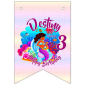 年齢の変更の名前Mermaid誕生日パーティーのパーソナライズ バンティングフラッグ (第3の旗)