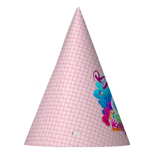 年齢の変更の名前Mermaid誕生日パーティーのパーソナライズ パーティーハット (左)