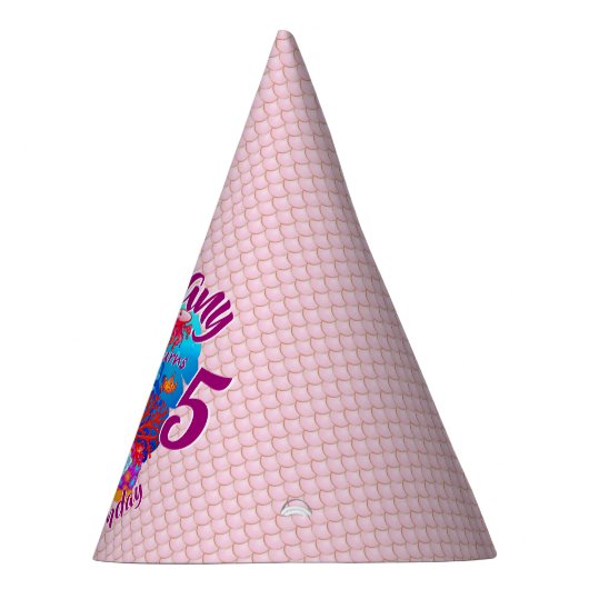 年齢の変更の名前Mermaid誕生日パーティーのパーソナライズ パーティーハット (右)