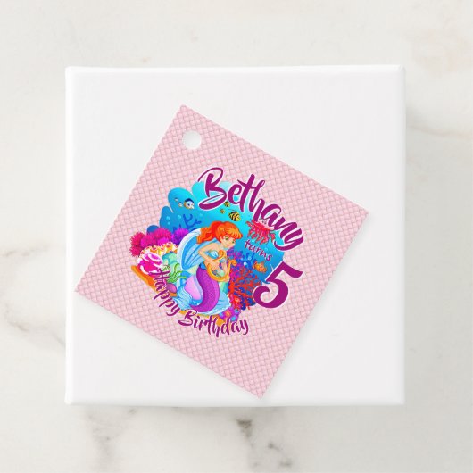 年齢の変更の名前Mermaid誕生日パーティーのパーソナライズ フェイバータグ (インサイチュ)