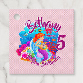 年齢の変更の名前Mermaid誕生日パーティーのパーソナライズ フェイバータグ