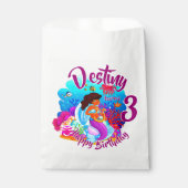 年齢の変更の名前Mermaid誕生日パーティーのパーソナライズ フェイバーバッグ (正面)
