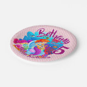 年齢の変更の名前Mermaid誕生日パーティーのパーソナライズ ペーパープレート (アングル)